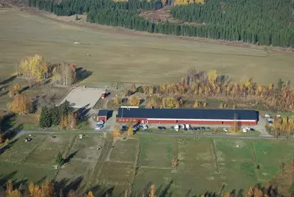 Flygfoto över ridskolan, Ockelbo Ryttarförening
